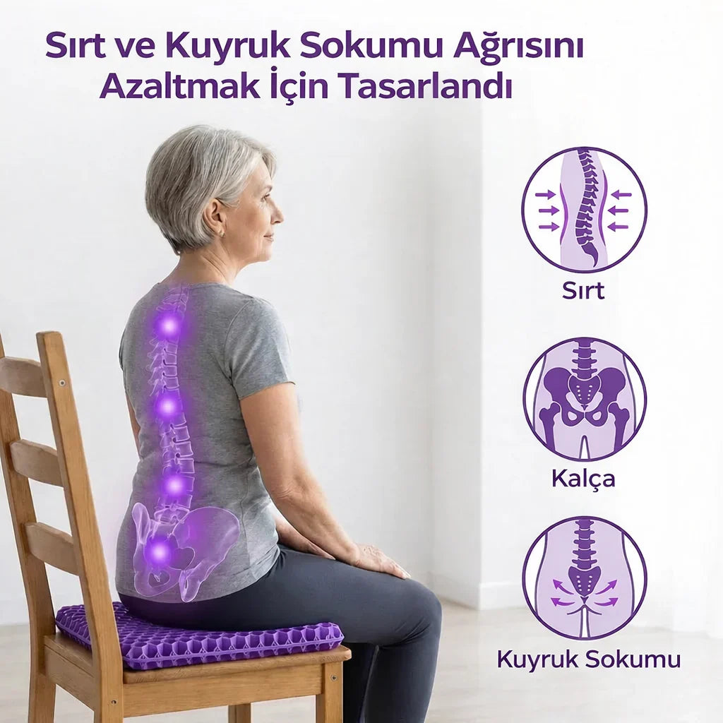 Gün Boyu Konfor Sağlayan Jel Oturma Minderi – Ağrısız Oturuş Deneyimi